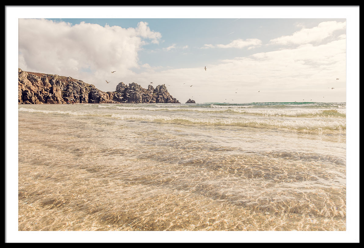 Idyllic Autumn day on Pedn Vounder Beach at low tide.