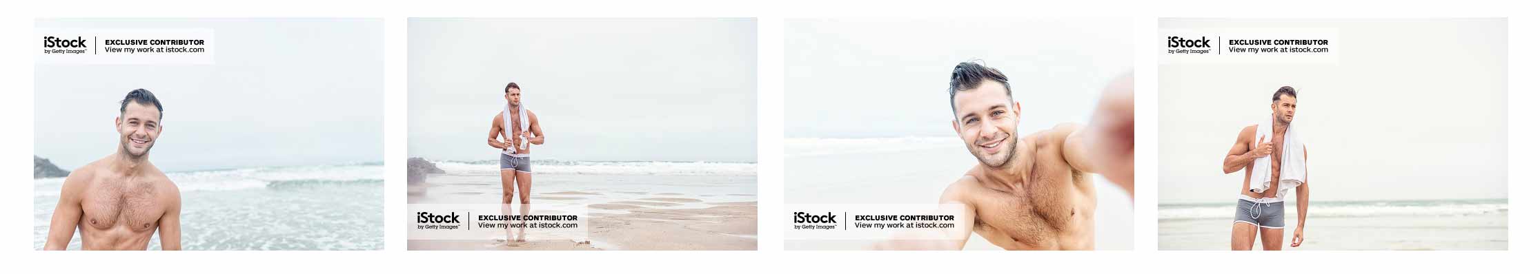 young Man enjoying a day at the beach, Stock Photographs.